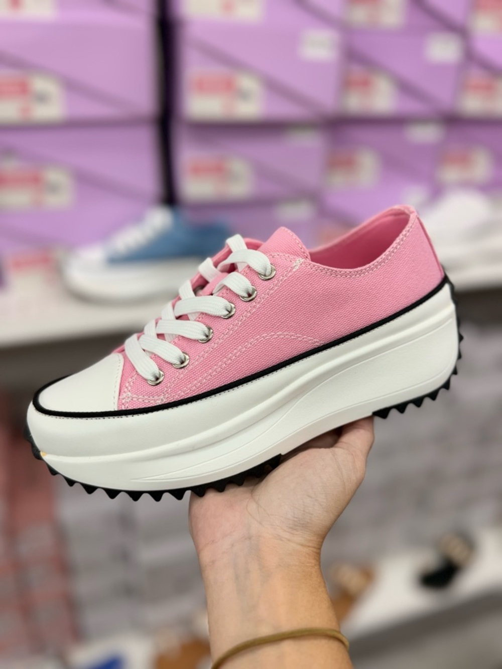 Women's Pink Platform Canvas Sneakers